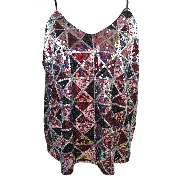 peach Tops - Peach 70s Disco Sequined Camisole Tank Top In 1X NWT